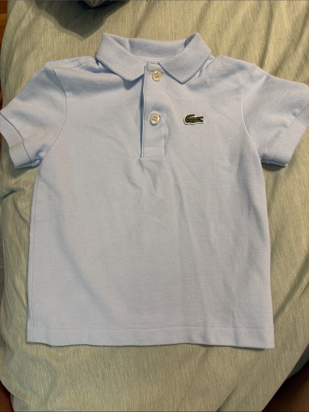 Lacoste Baby Light Blue Short Sleeve Pique Polo with Croc Logo